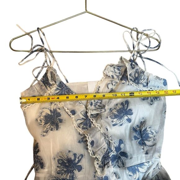 Athena Procopiou Size 2 French Fairytale Ruffle Wrap Dress Blue White Floral - Picture 13 of 14
